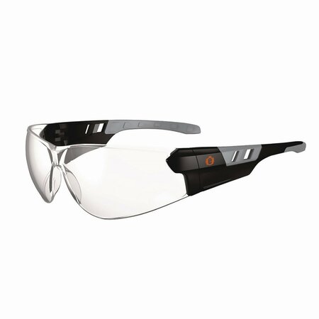ERGODYNE Skullerz SAGA Anti-Scratch/Enhanced Anti-Fog Safety Glasses, Matte Black Frameless, Clear Poly Lens 59105